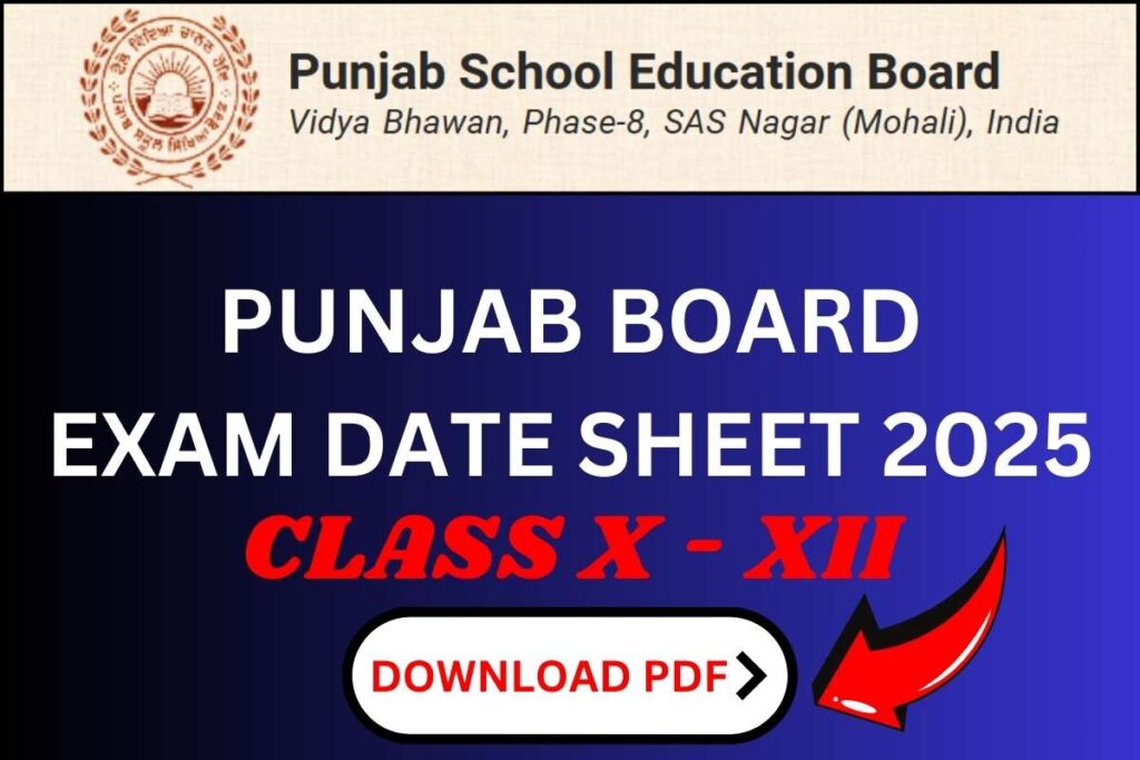 PSEB Exam Date Sheet 2025